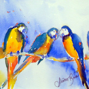 Lessons in Watercolor: Parrots in a Row