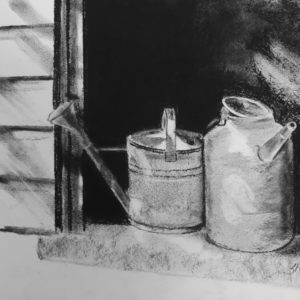 Lessons in Charcoal: Watering Cans